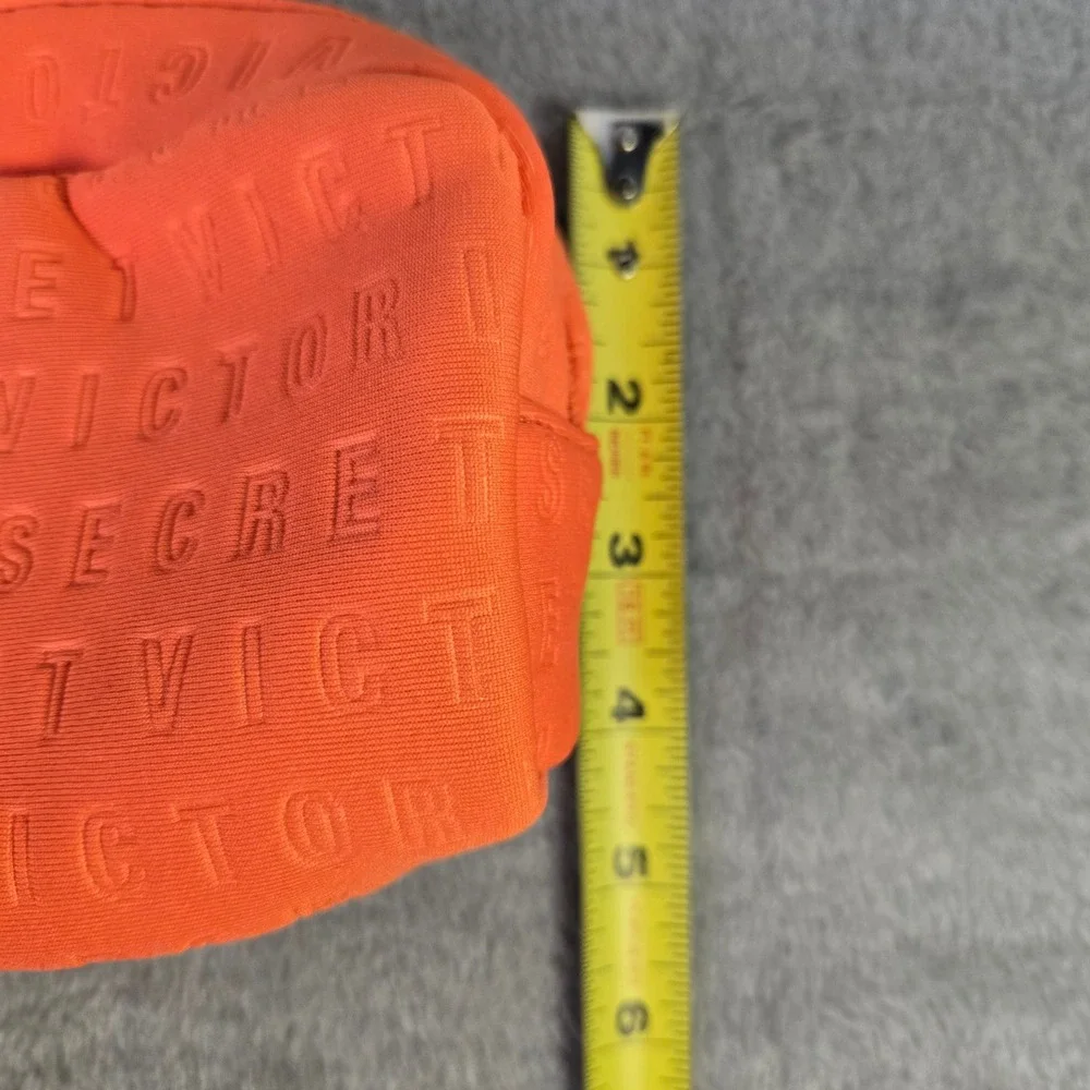 Victorias Secret Neon Orange Embossed Logo Makeup Bag Cosmetic Case Travel Pouch